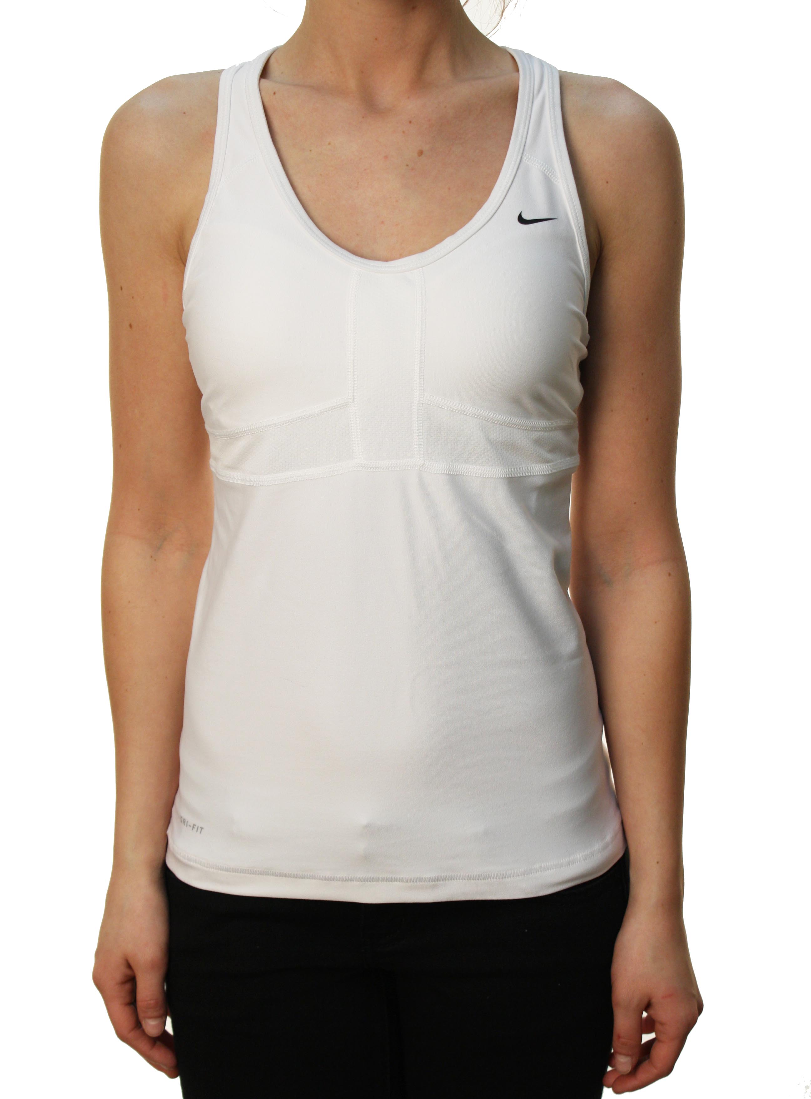 Nike Women's Dri-Fit "Medium Impact Sports" Built In Bra Running Top White at Sears.com
