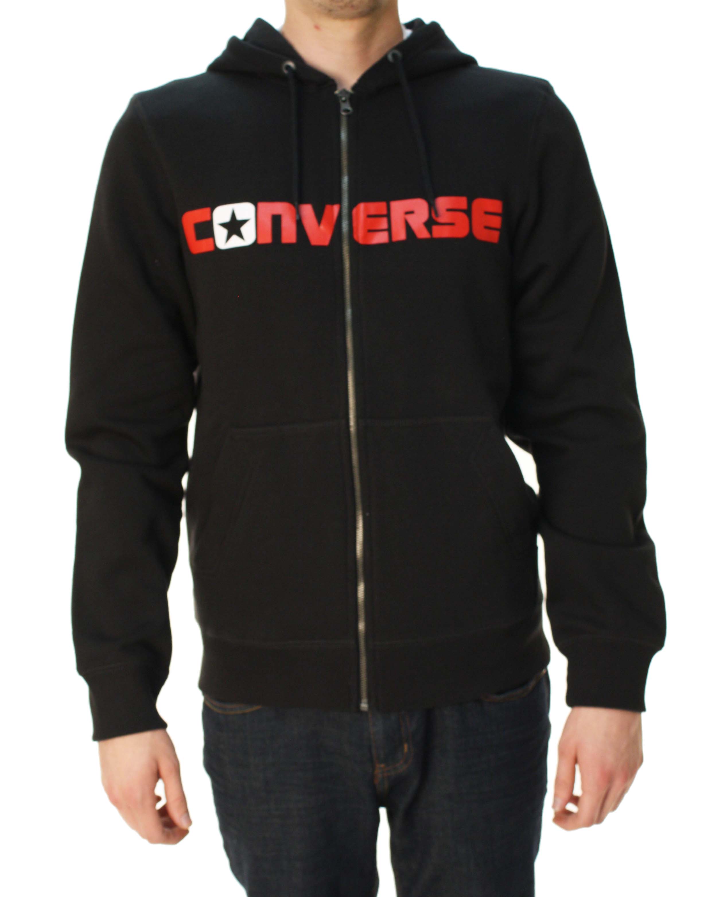 Converse Men's Box Star Full Zip Long Sleeve Hoodie Black at Sears.com