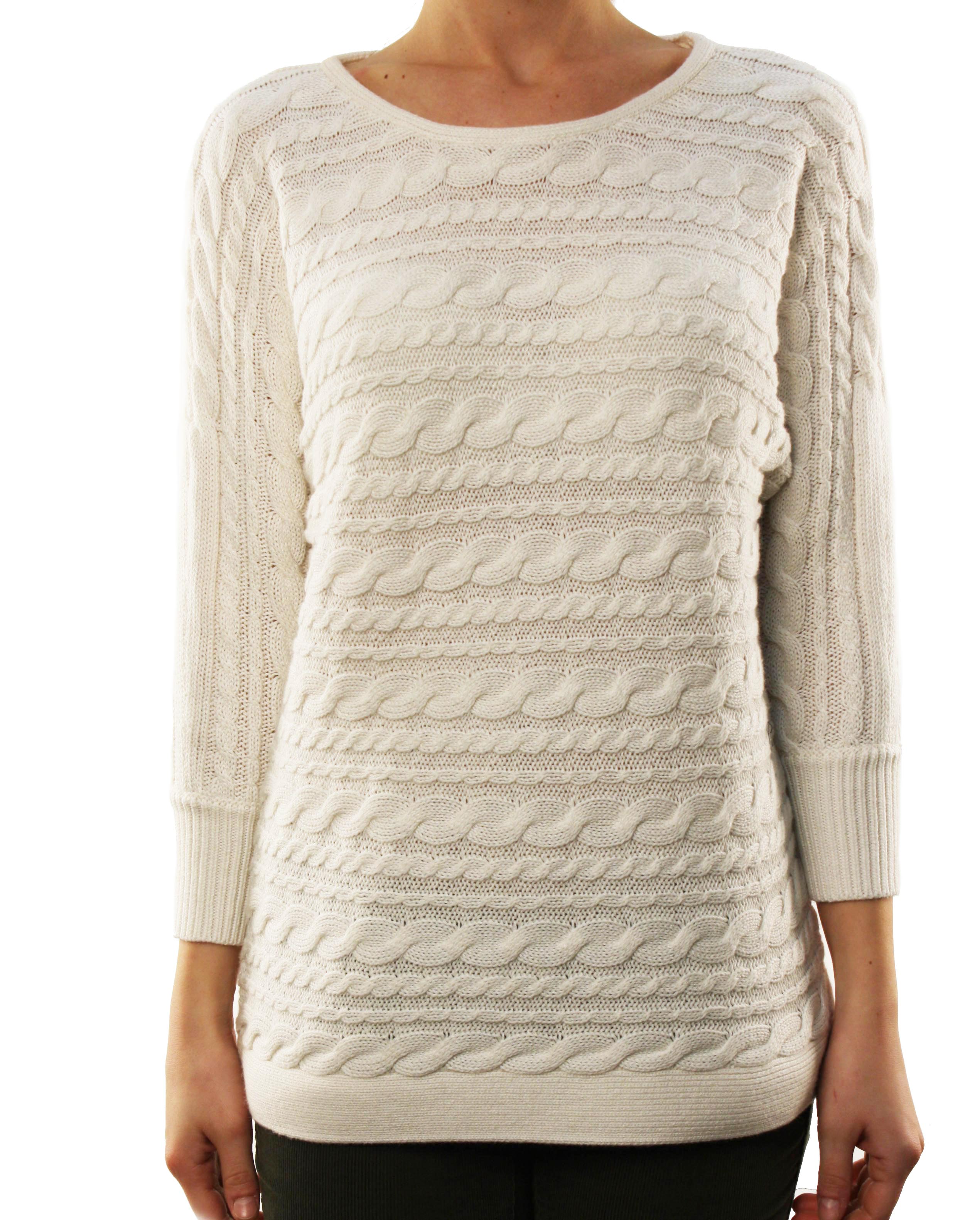 Banana Republic Women's Cable Knit 3/4 Sleeve Rabbit Hair Sweater White at Sears.com