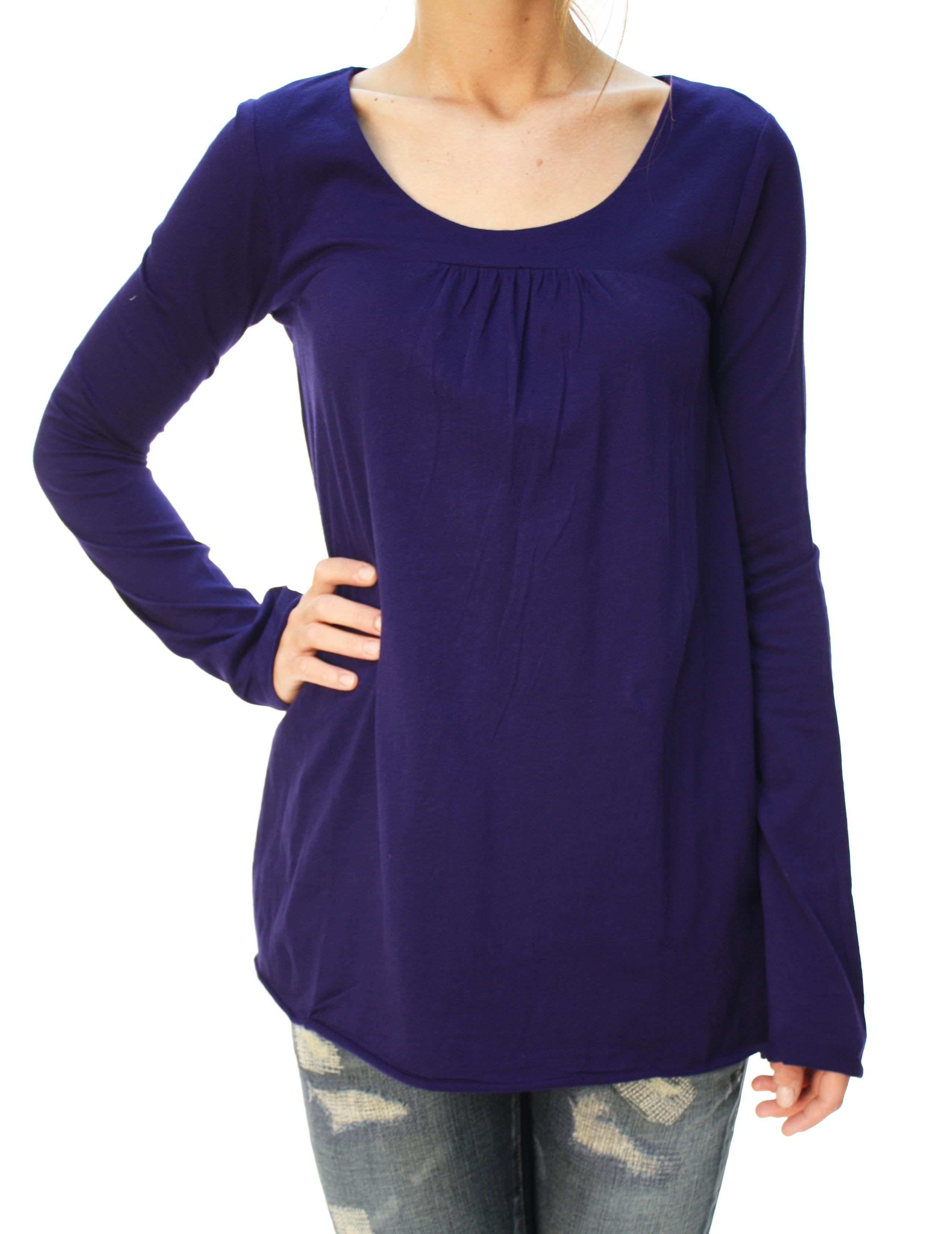 J. CREW Women's Long Sleeve Scoop Neck Flared Bottom Blouse Navy Blue at Sears.com