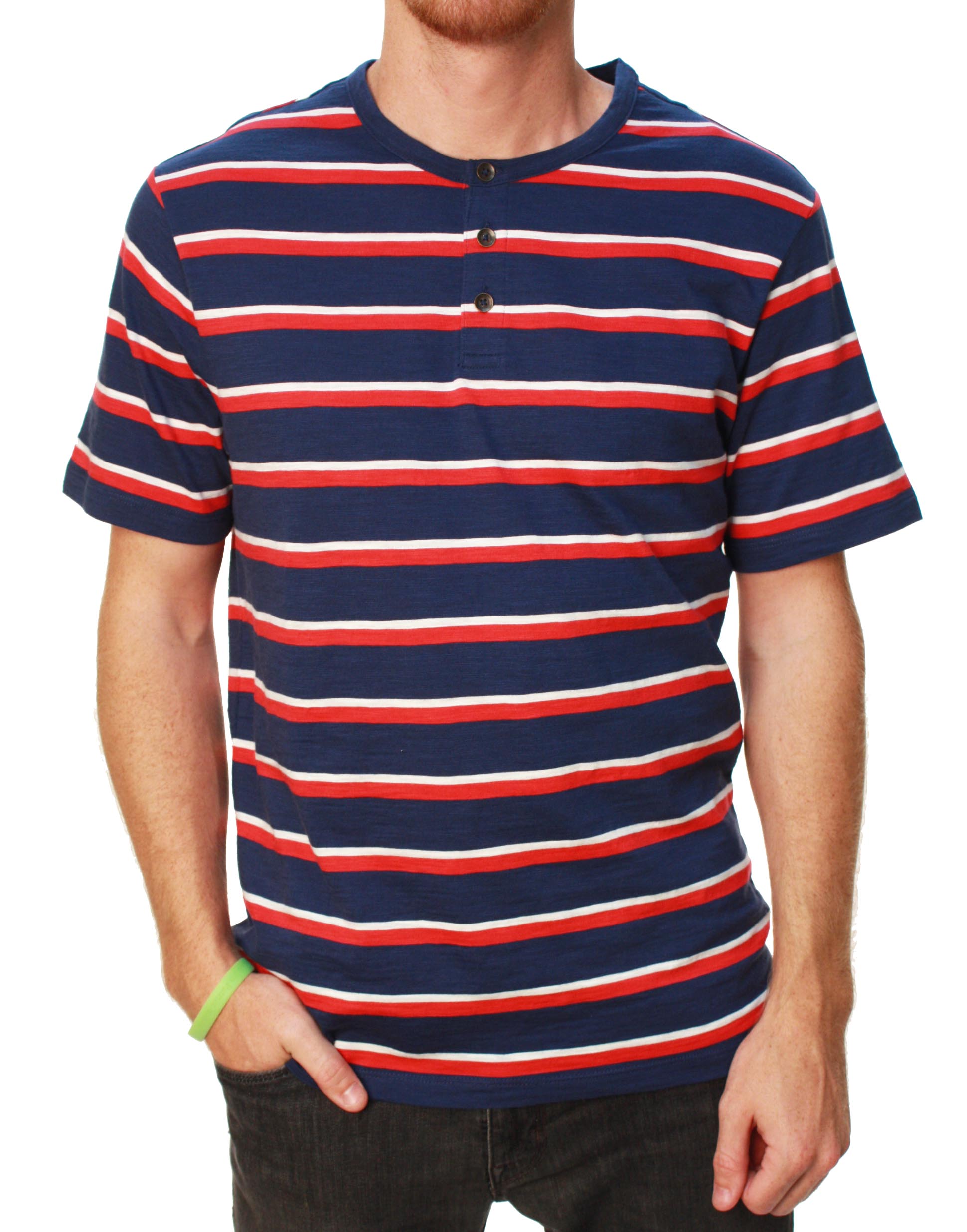 Banana Republic Men's Striped Short Sleeve Henley Shirt Banana Republic Men's Striped Short Sleeve Henley Shirt