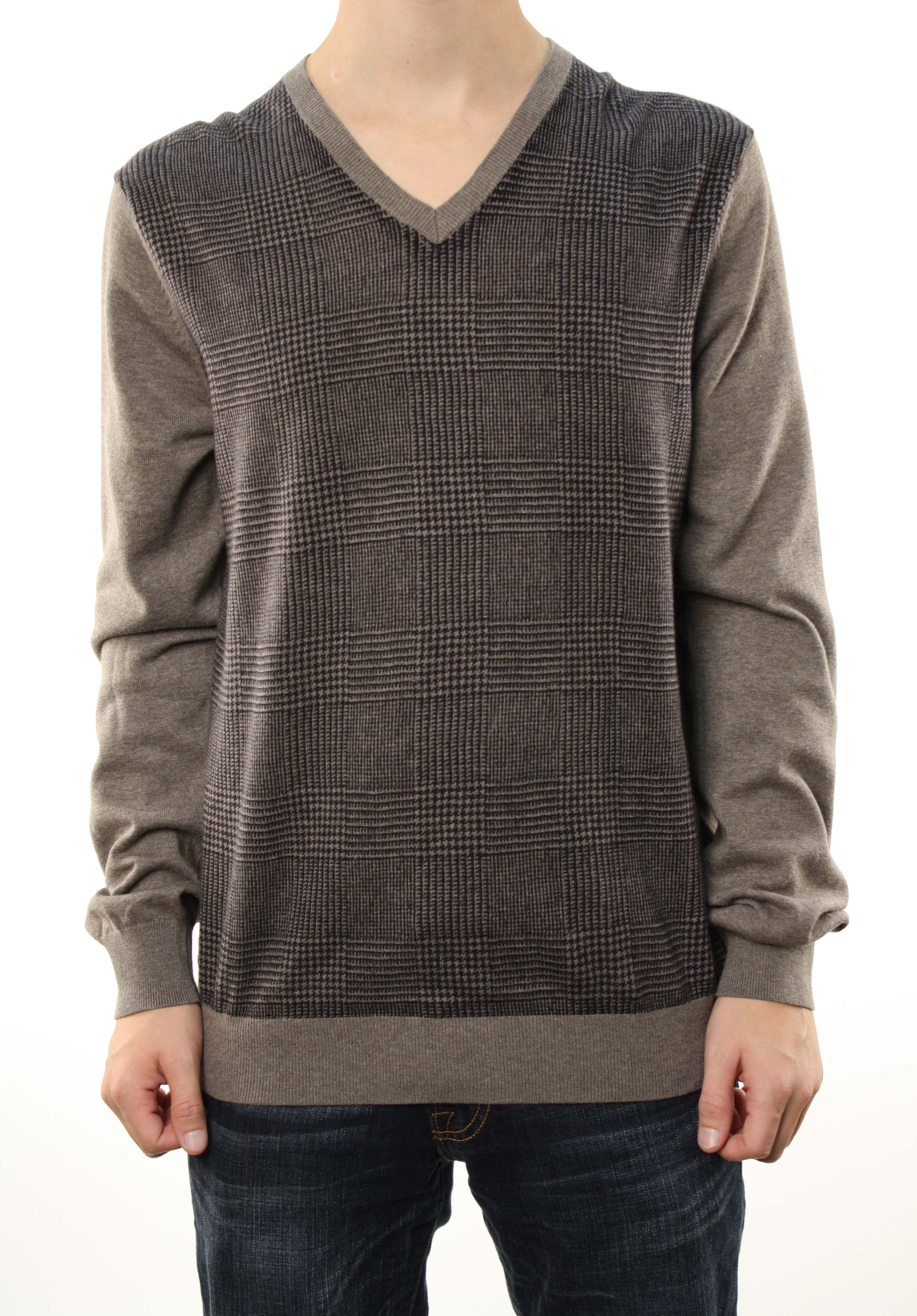 Banana Republic Men's Gray w/Dark Gray Checkered Pattern V-Neck Sweater at Sears.com