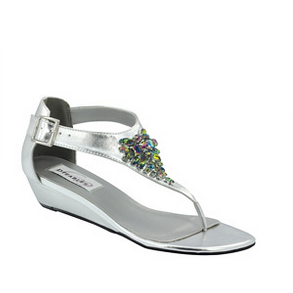 Dyeables Cleo Silver Jeweled Rhinestone Straps Thong Womens Flats Dress Shoes Dyeables Cleo Silver Jeweled Rhinestone Straps Thong Womens Flats Dress Shoes