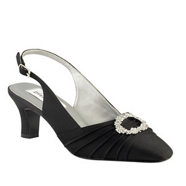 Dyeables Ann Black Satin Low Heel Sling Back Womens Dress Wide Width Shoes Dyeables Ann Black Satin Low Heel Sling Back Womens Dress Wide Width Shoes