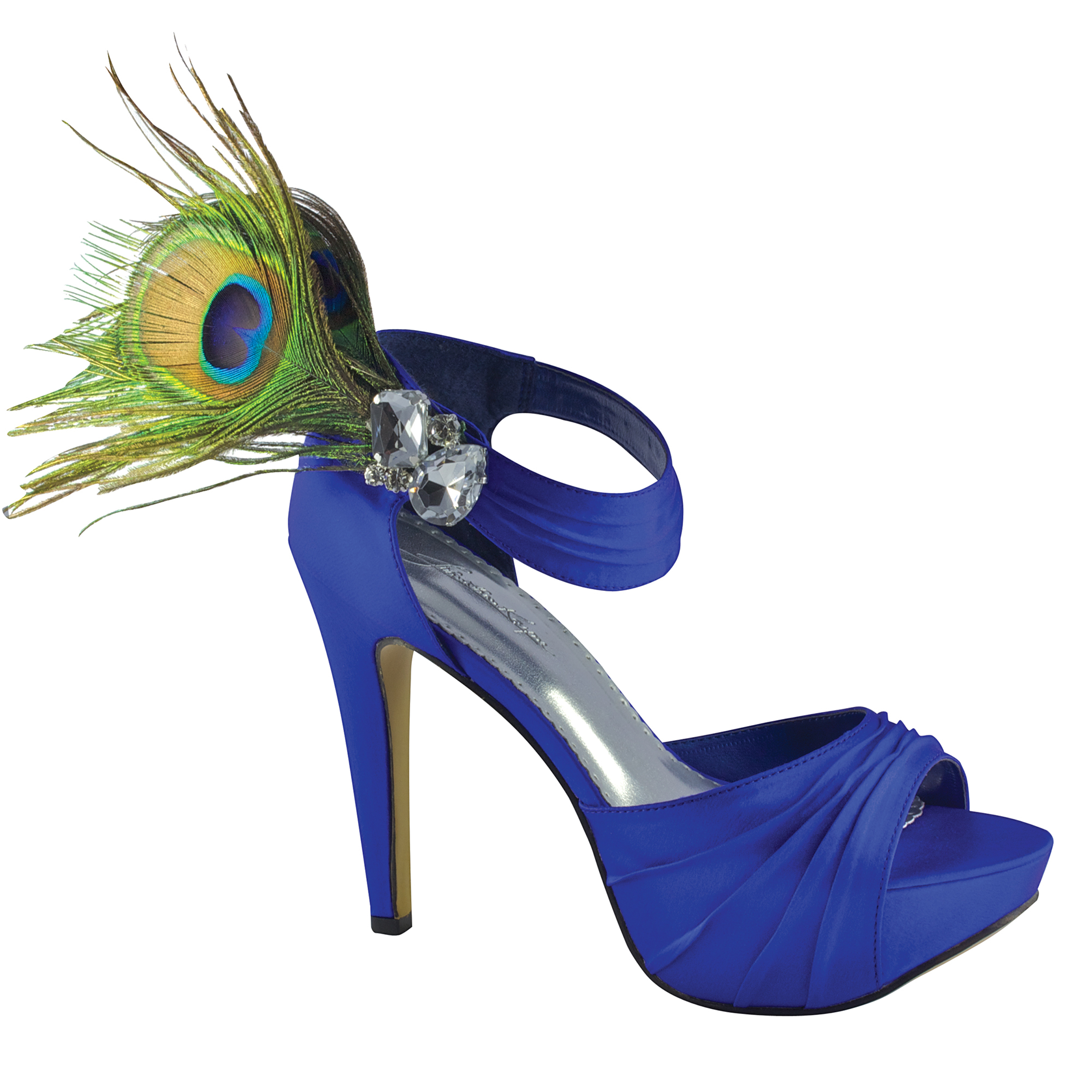 Johnathan Kayne Peacock Royal Blue Silk Feathers Platform High Heel Bridal Wedding Shoes at Sears.com