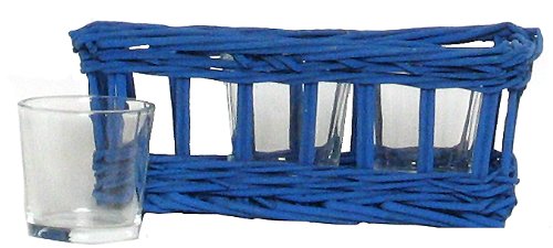Traders & Co. Hand Woven Marine Blue Painted Willow Basket with 3 Glass Votives 8"L x 3 3/4"W x 3 1/4"H Set / 2 at Sears.com