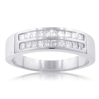 M. A. Jewelry Designs 1.50 Ct. TW Mens Double Channel Set Row Princess Diamond Wedding Band in 14 kt. at Sears.com