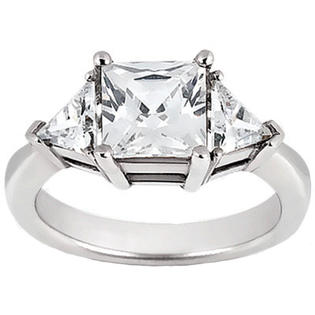 M. A. Jewelry Designs 1.70 ct. TW Princess Diamond Ring with Trillion Accent Stones 18 kt. White Gold M. A. Jewelry Designs 1.70 ct. TW Princess Diamond Ring with Trillion Accent Stones 18 kt. White Gold