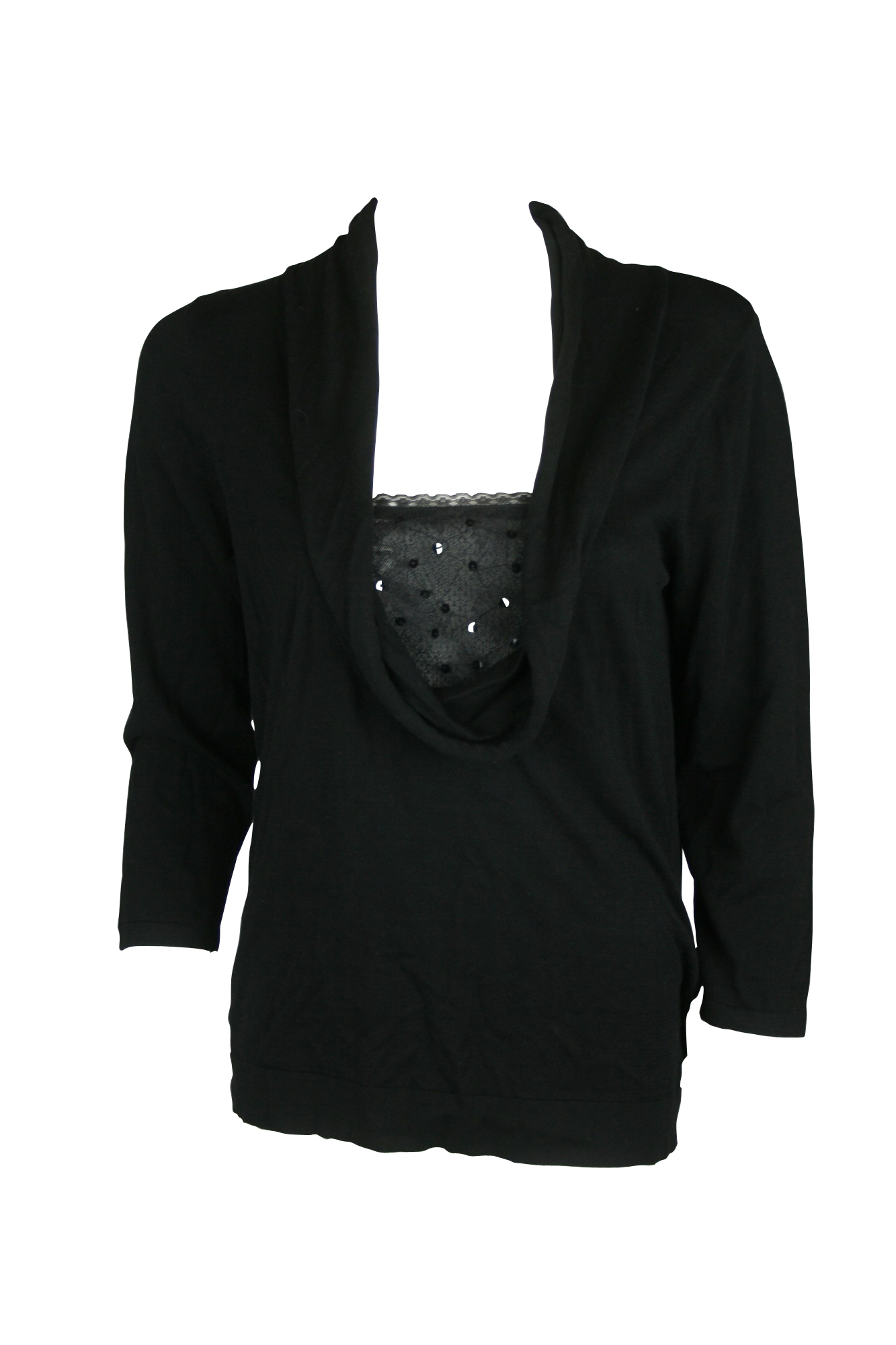 August Silk Womens Sequin Lace Cowlneck Long Sleeve Sweater at Sears.com