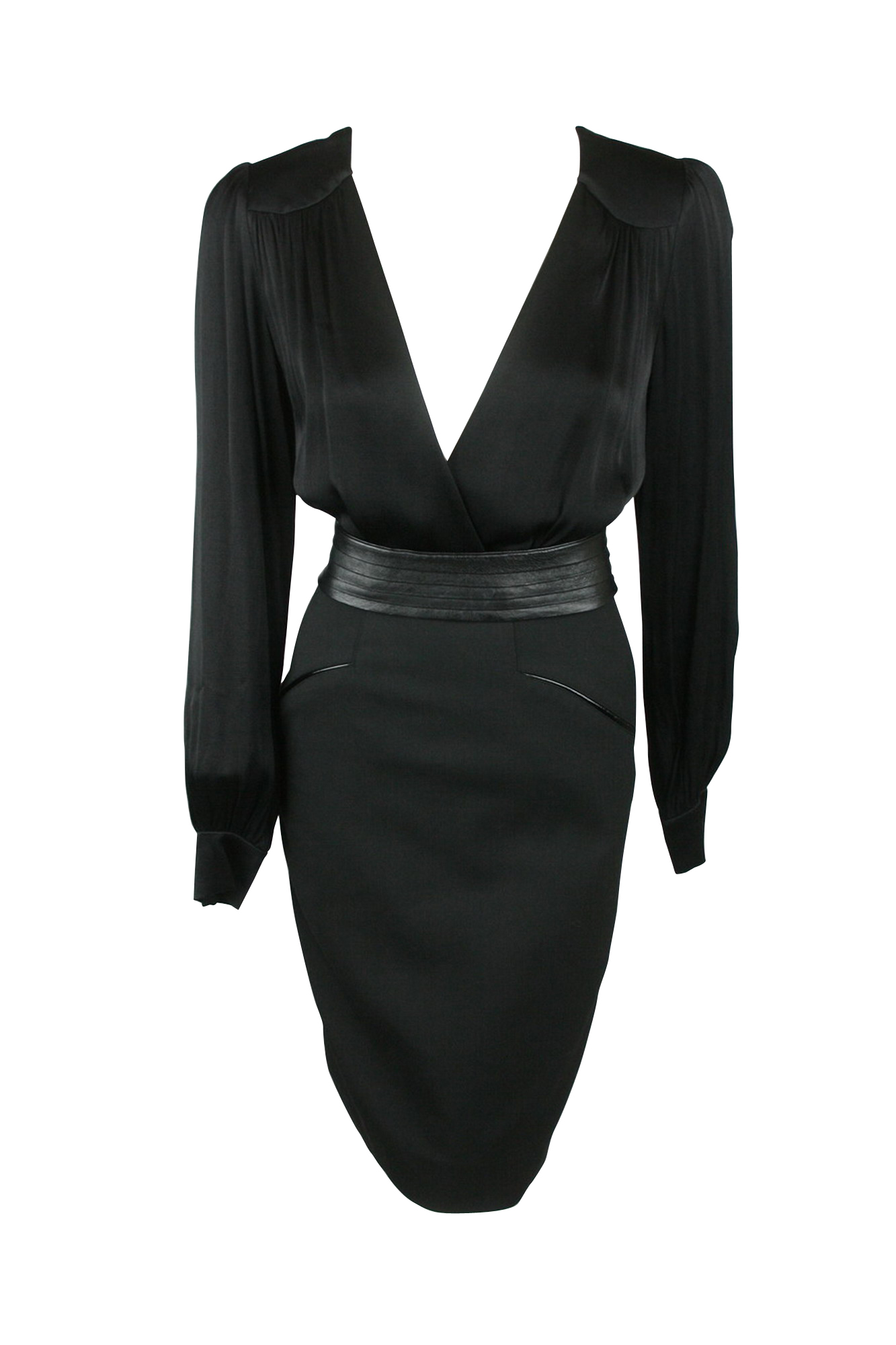 L'Agence Womens Leather Belt Cross V Drape Top Fit Skirt Dress at Sears.com