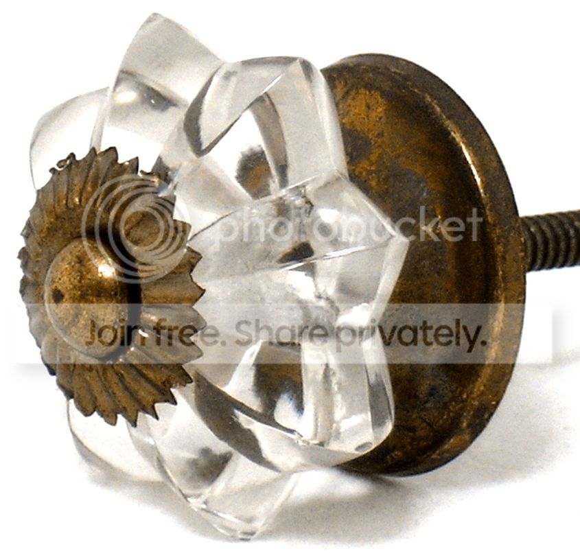 Romantic Decor Clear Glass Cabinet Knob, Kitchen Drawer Pulls & Handle Set/6pc ~ IK204 Melon Style Chic Cabinet Pull w/ Antique Brass Hardware at Sears.com