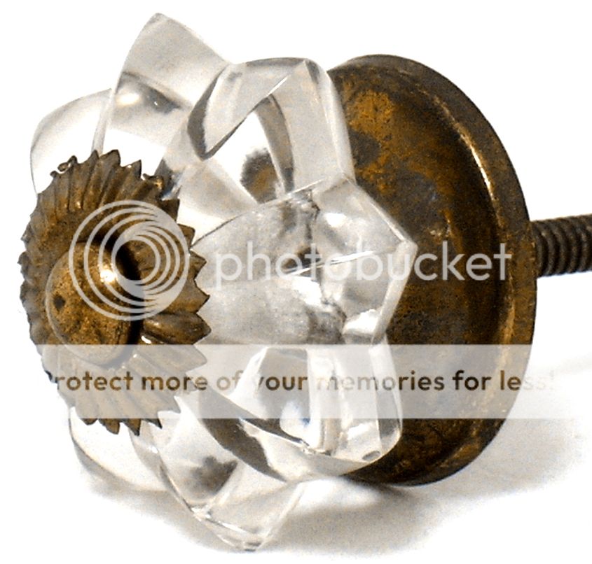 Romantic Decor Clear Glass Cabinet Knob, Kitchen Drawer Pulls & Handle Set/8pc ~ IK204 Melon Style Chic Cabinet Pull w/ Antique Brass Hardware at Sears.com