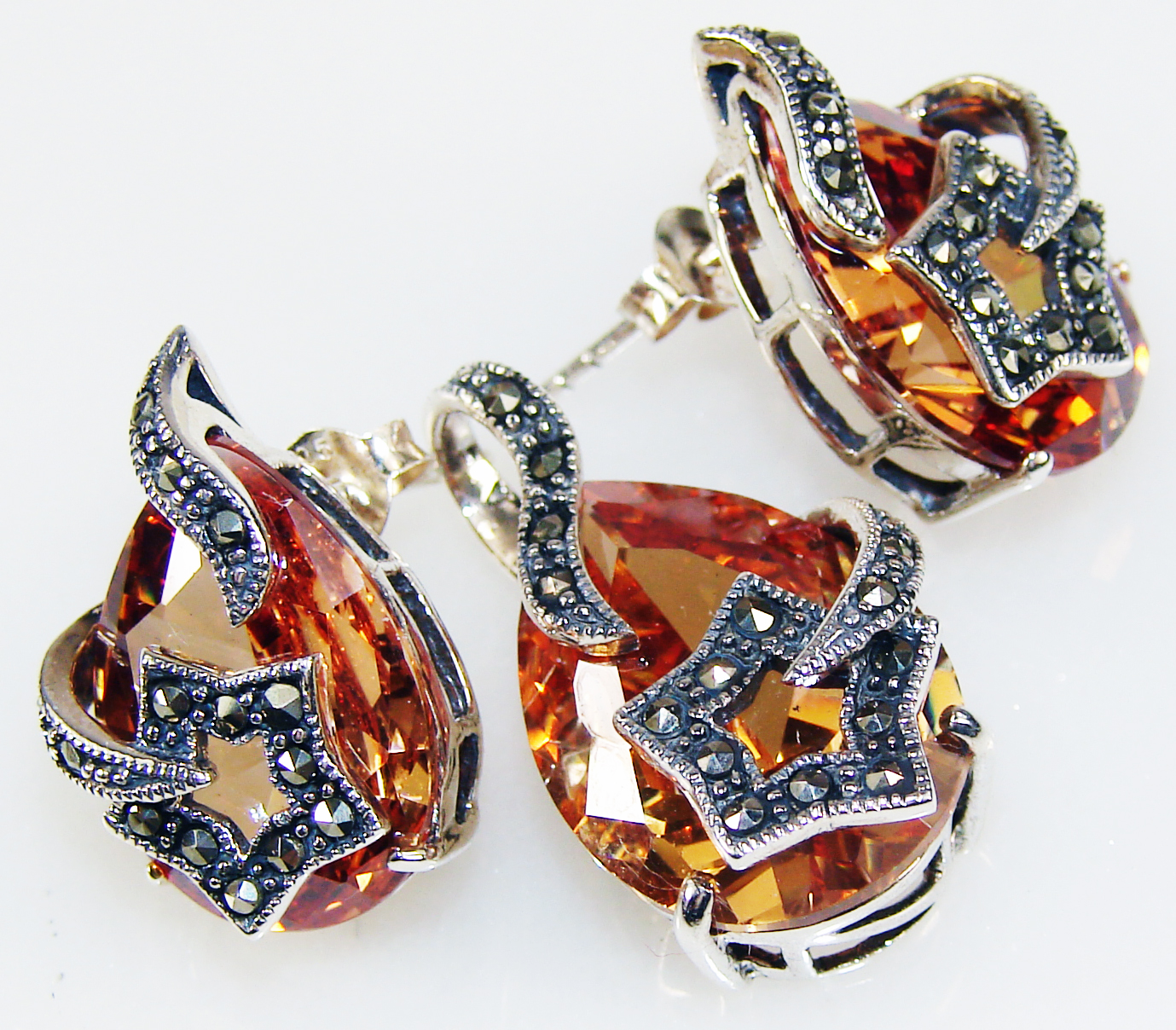 Silver Jewelry Bay  Unique Handmade Elegant Design Honey Topaz 925 Sterling Silver Earrings Set at Sears.com