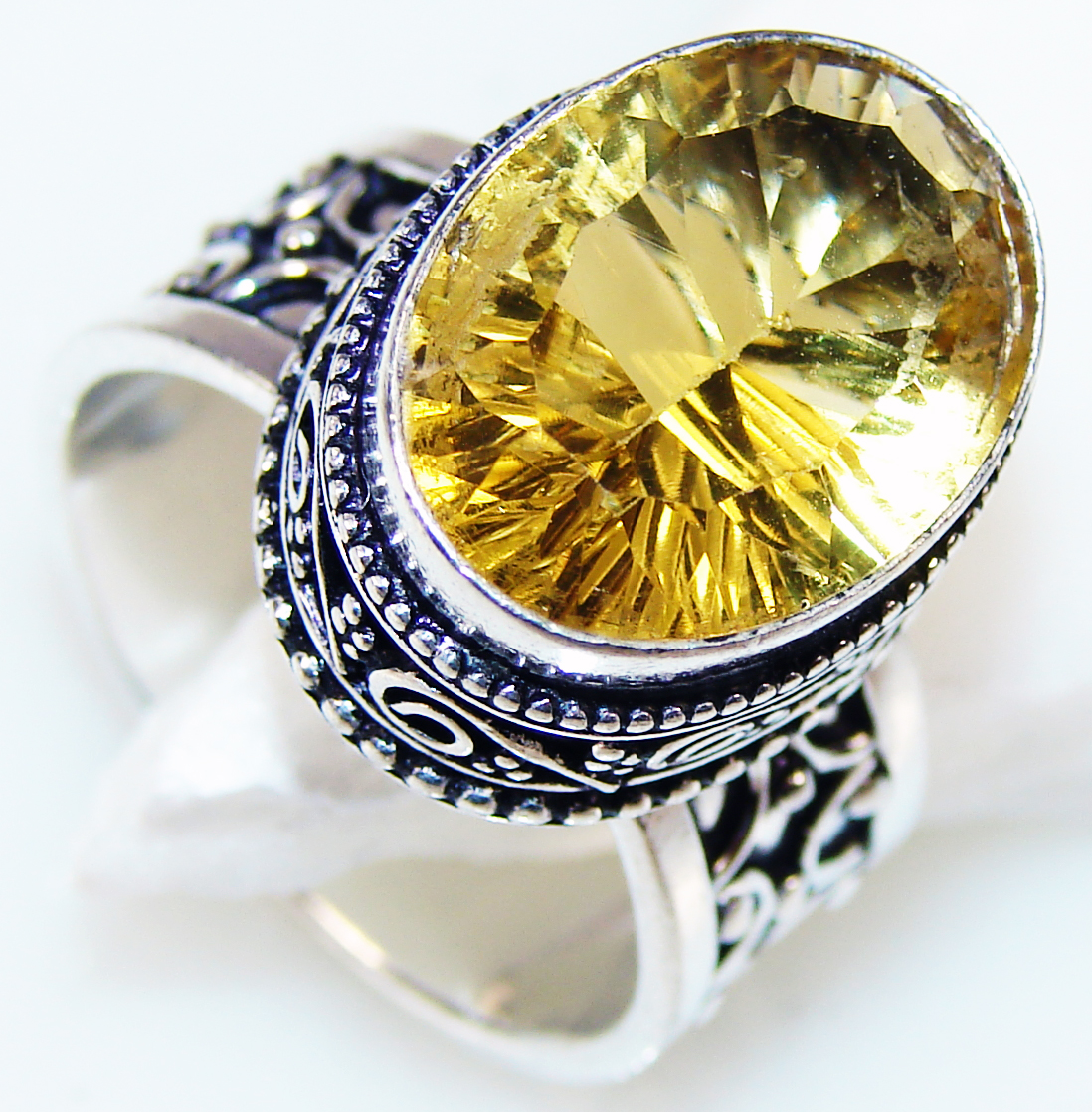 Silver Jewelry Bay  Unique Handmade Huge Golden Sonet Citrine 925 Silver Plated Ring s. 9 at Sears.com