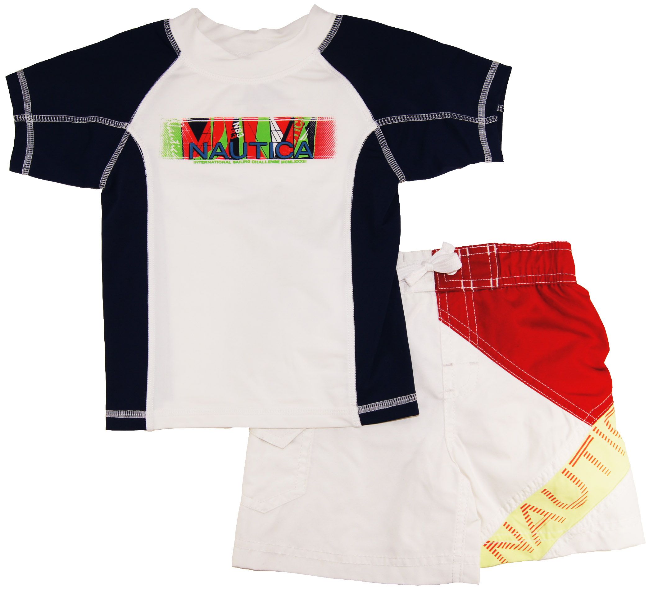Nautica Infant Boys White Print Rash Guard Swim Top/Shorts 2 Pc Set 12M 18M 24M at Sears.com