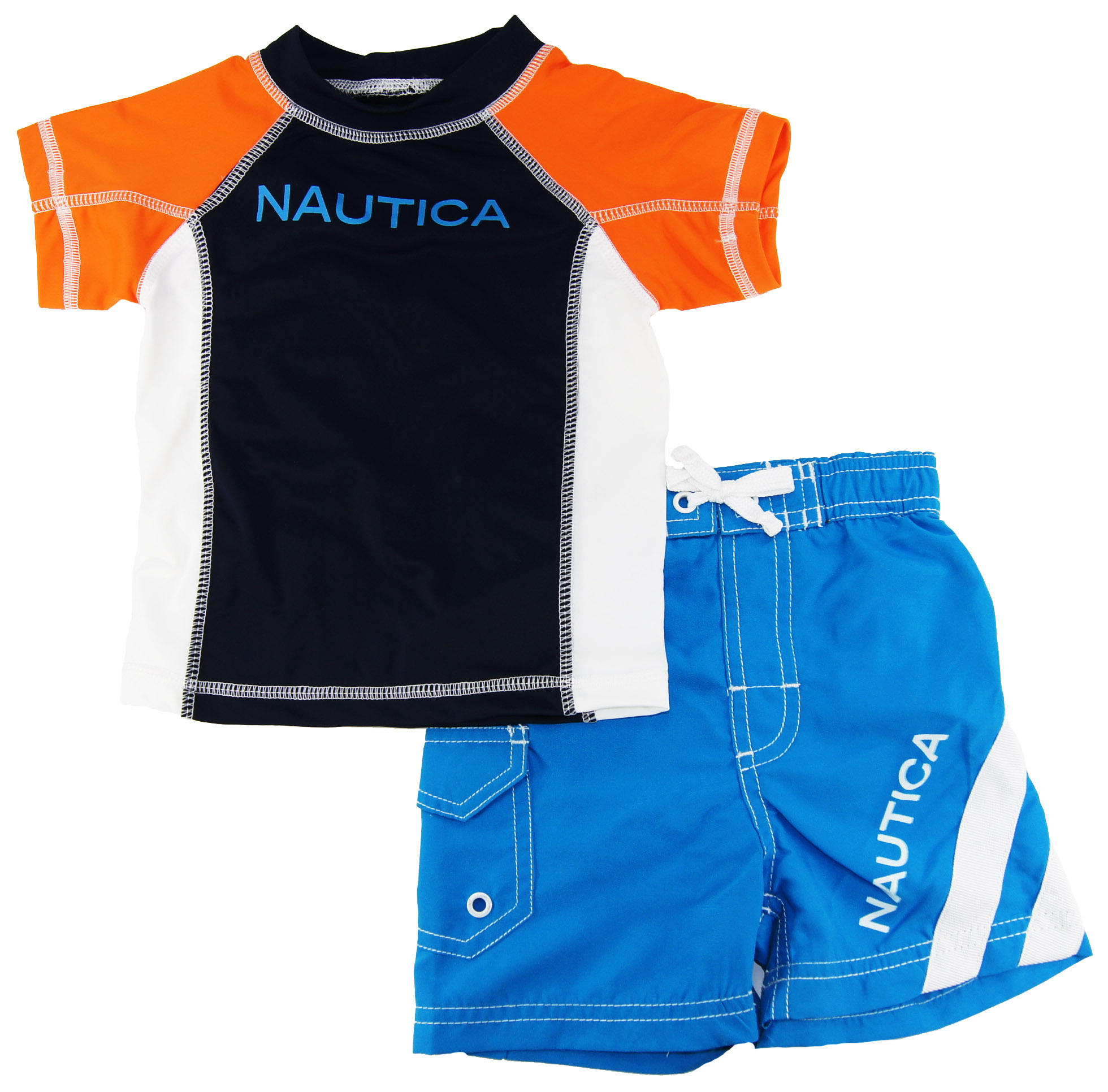Nautica Infant Boys Orange/Blue Print Rash Guard Swim Top w/ Shorts 2 Pc s12-24M at Sears.com