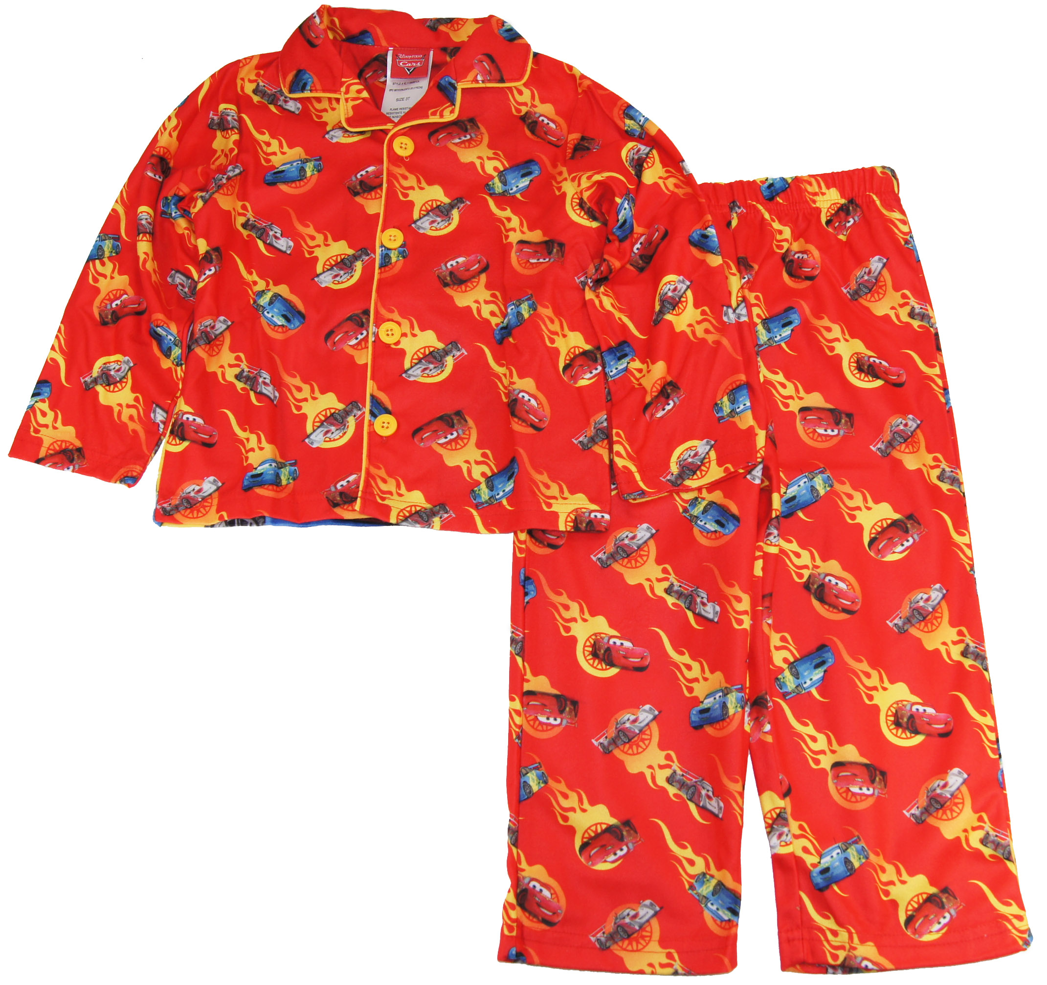 Komar Kids Cars Flames Coat-Style Pajamas for Toddler Boys Komar Kids Cars Flames Coat-Style Pajamas for Toddler Boys