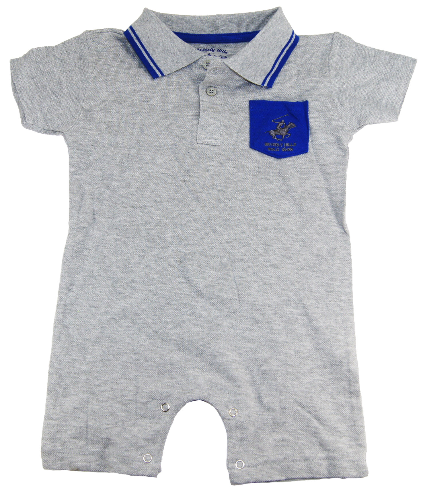 Beverly Hills Polo Club Beverly Hills Infant Baby-Boys Gray Solid Polo Romper Bodysuit Beverly Hills Polo Club Beverly Hills Infant Baby-Boys Gray Solid Polo Romper Bodysuit