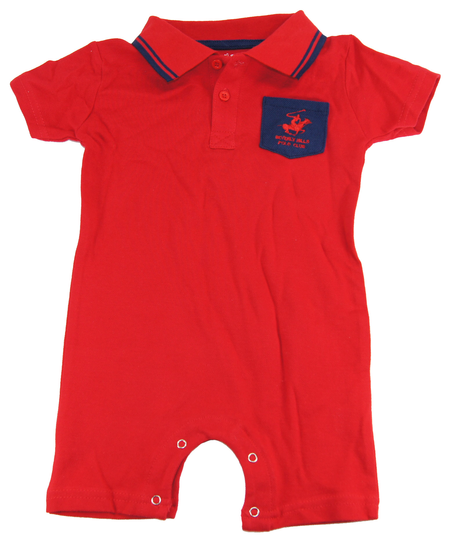 Beverly Hills Polo Club Beverly Hills Infant Baby-Boys Red Solid Polo Romper Badysuit Beverly Hills Polo Club Beverly Hills Infant Baby-Boys Red Solid Polo Romper Badysuit