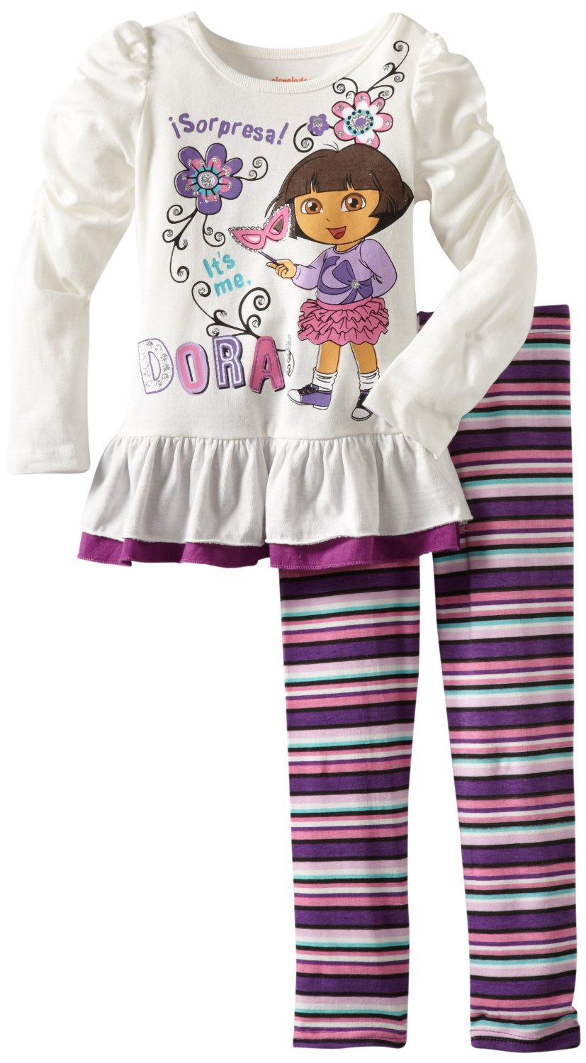 Disney Dora The Explorer Baby-Girls Infant 2Pc Dora Striped Legging Set Disney Dora The Explorer Baby-Girls Infant 2Pc Dora Striped Legging Set