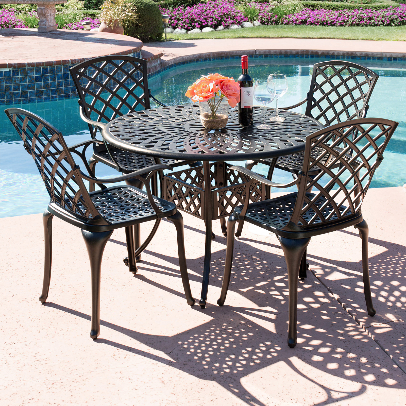 Patio Dining Sets Outdoor Chairs Sears Bestchoiceproducts Best Choice Products 42 5 Piece Cast Aluminum Patio Outdoor Dining Set