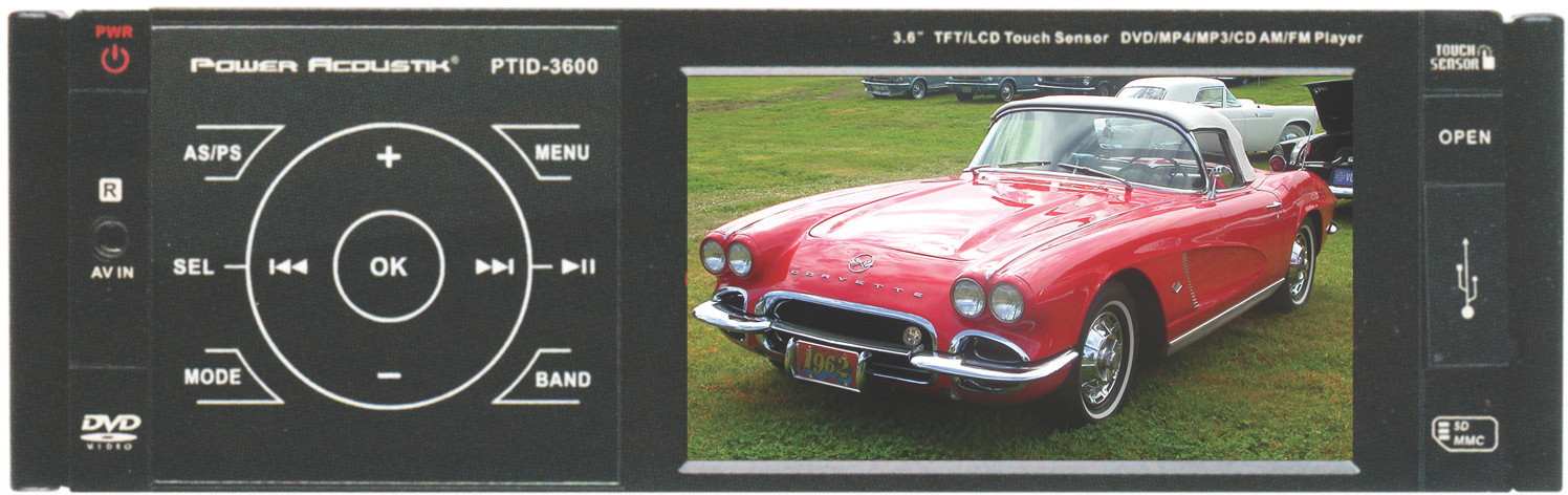 Buy car video players accessories - NEW POWER ACOUSTIK PTID-3600 3.6\" CD DVD MP3 USB SD Car Video Player
