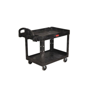 Rubbermaid Utility Cart 2 Shelf Hd 24x36 Pneumatic Casters Bla