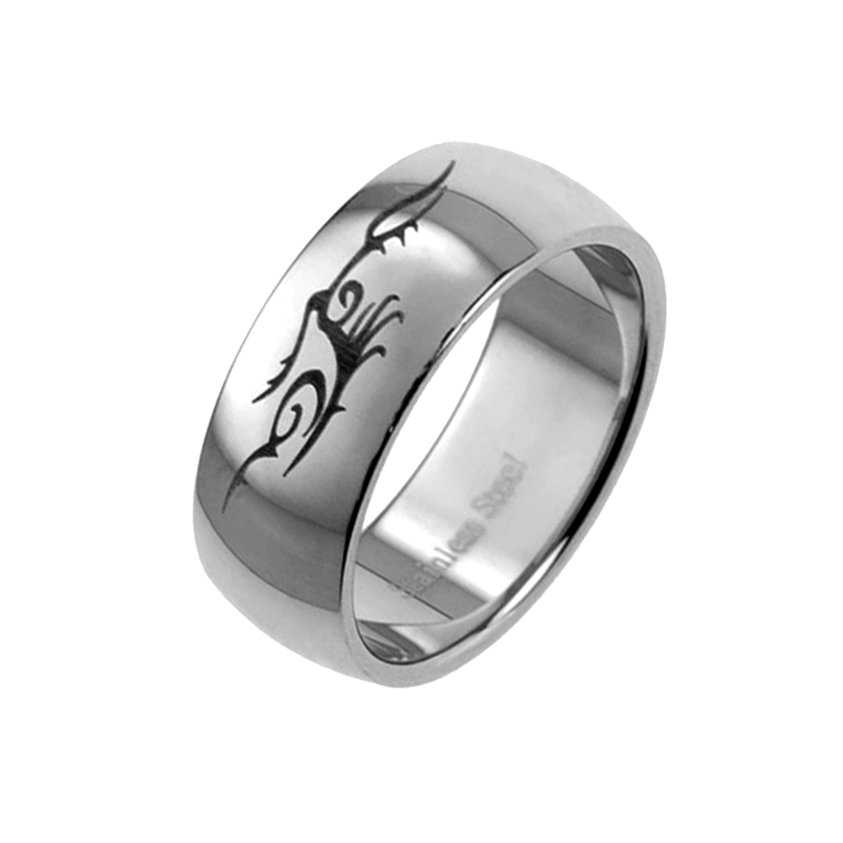 FlameReflection 8mm Half Moon Top Shiny Titanium Band Antiqued Scroll Craft Men's Wedding Ring FlameReflection 8mm Half Moon Top Shiny Titanium Band Antiqued Scroll Craft Men's Wedding Ring