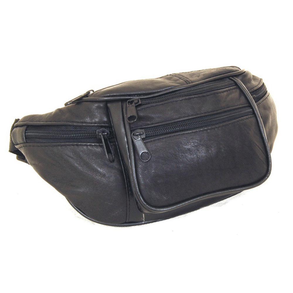 Leather Fanny Pack Waist Bag Adjustable 6 Pockets Adjustable strap up to 52" NEW
