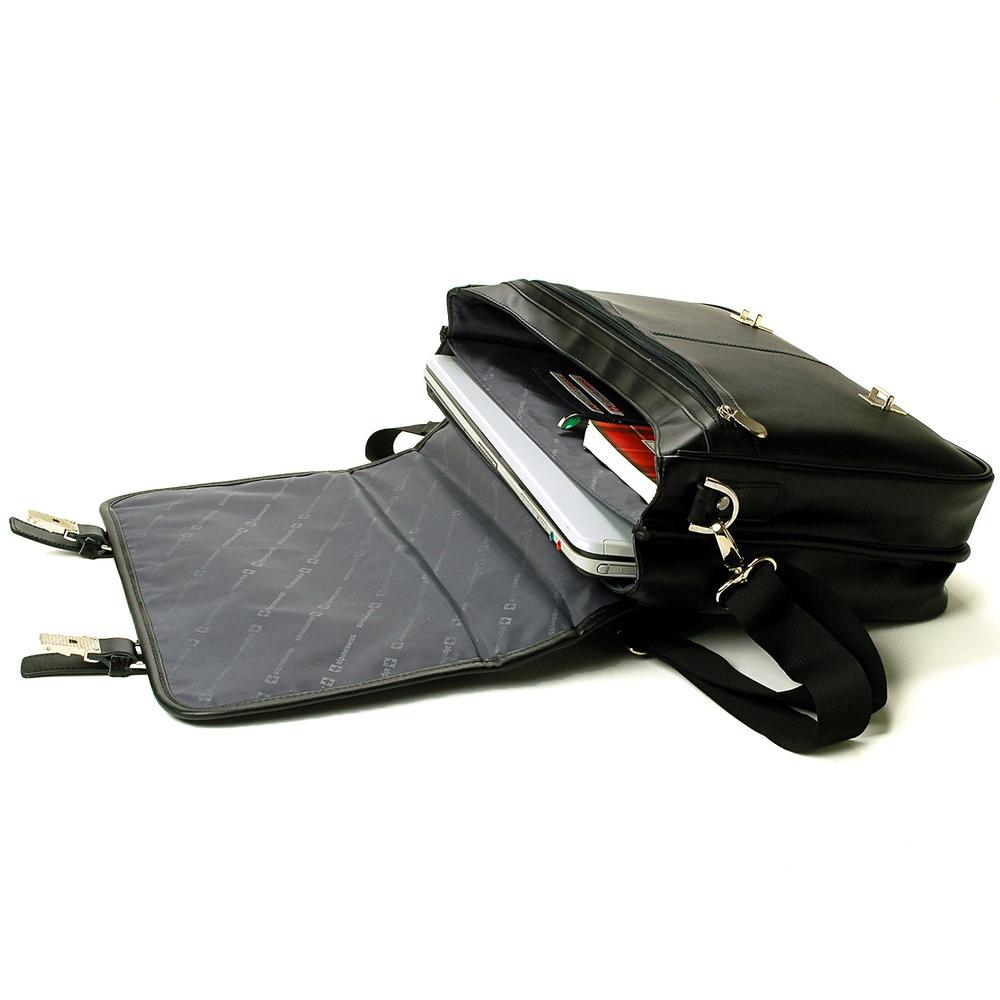 Alpine Swiss Leather Briefcase Dressy Messenger Bag Flapover Buckle Portfolio