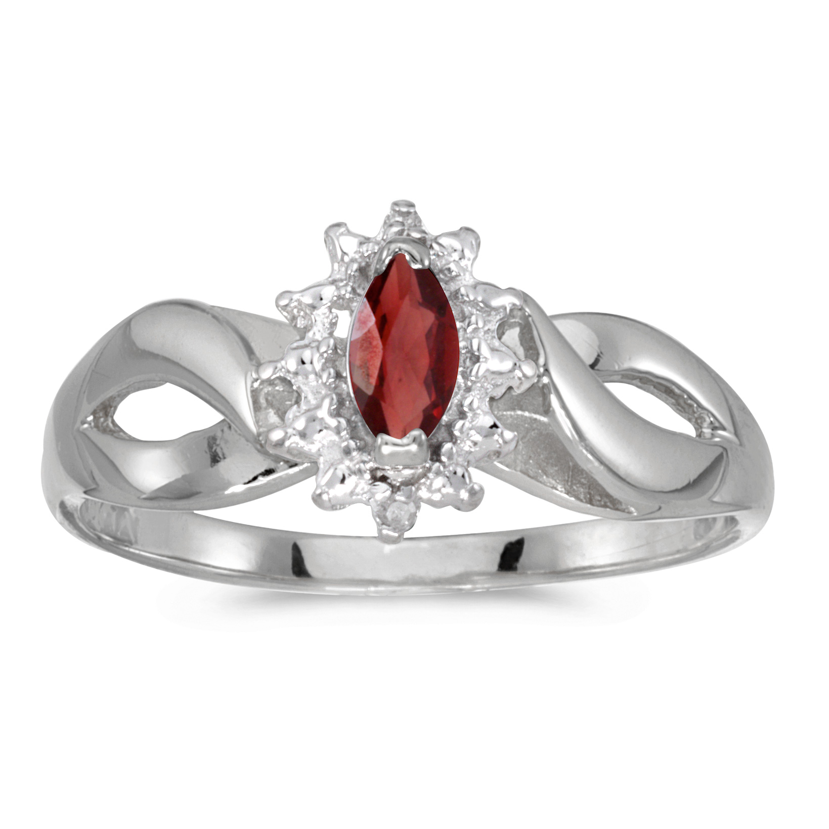 14k.co 14k White Gold Marquise Garnet And Diamond Ring 14k.co 14k White Gold Marquise Garnet And Diamond Ring