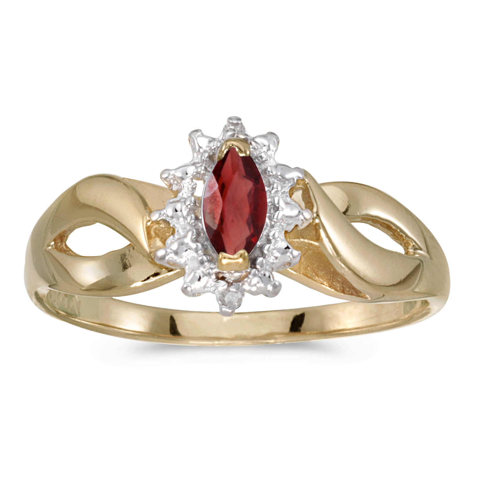 14k.co 14k Yellow Gold Marquise Garnet And Diamond Ring 14k.co 14k Yellow Gold Marquise Garnet And Diamond Ring