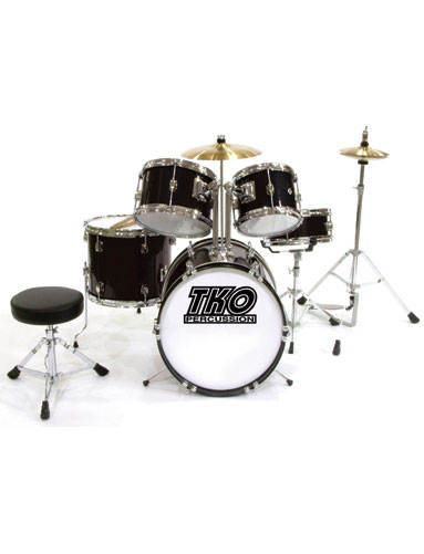 TKO 5 Piece Child Drum Set Pro Wood Ply Kids Kit Black at Sears.com