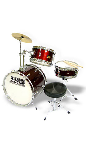 TKO 3 Piece Child Drum Set Pro Wood Shell Kids Kit Wine at Sears.com
