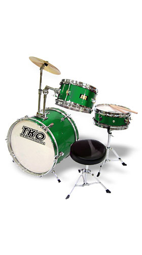 TKO 3 Piece Child Drum Set Pro Wood Shell Kid Kit Green at Sears.com