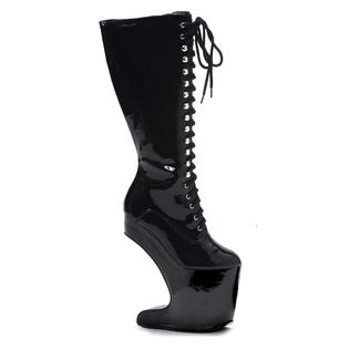 Bettie Page By Ellie Bettie Page Black Lace Up High Combat Boots With Heel-Less Platform Bettie Page By Ellie Bettie Page Black Lace Up High Combat Boots With Heel-Less Platform
