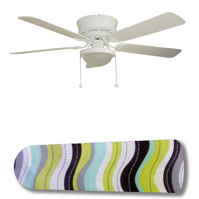 Silver Springs Wavy Wonder Aqua Black Green White 52" Ceiling Fan with Lamp at Sears.com