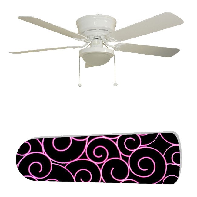 Silver Springs Hot Pink Swirls on Black 52" Ceiling Fan with Lamp at Sears.com