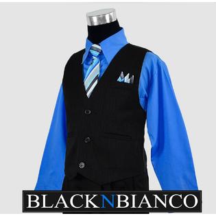 Black N Bianco Boys Suits Pinstripe Black with Blue Shirt Size 5 6 7 Black N Bianco Boys Suits Pinstripe Black with Blue Shirt Size 5 6 7