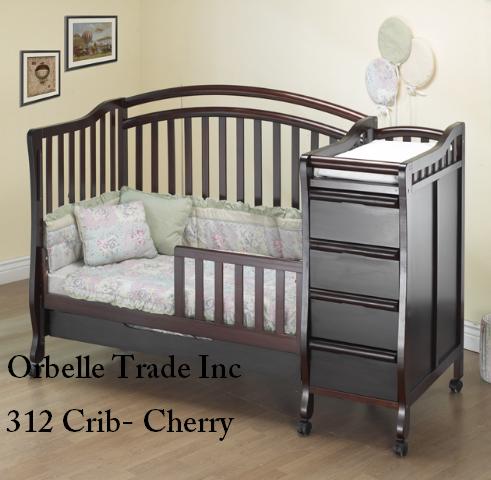 orbelle Eva Solid Wood Baby Crib & Bed w/ Changer - Cherry Finish at Sears.com