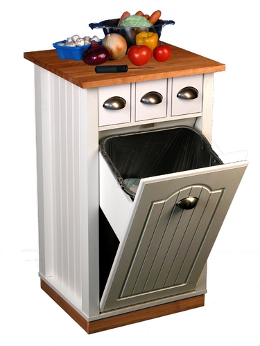 Venture Horizon 35" Butcher Block Bin w/ Trash Pantry & 3 Small Storage Drawers - White at Sears.com