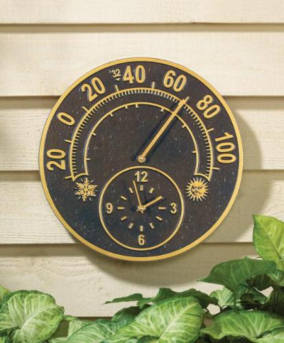 Whitehall 14" Solstice Outdoor Thermometer Clock - French Bronze Finish at Sears.com