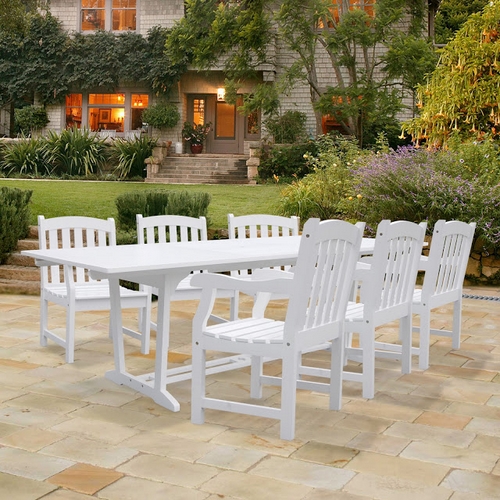 Vifah Bradley Rectangular White Extension Table & Set Of 6 Slat Back Chairs at Sears.com
