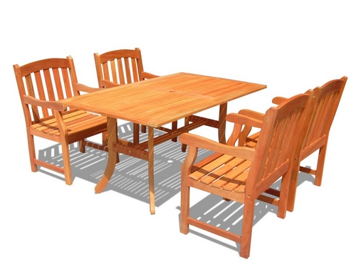 Vifah Outdoor Rectangular Curvy Dining Patio Table Set w/ 4 Patio Arm Chairs at Sears.com