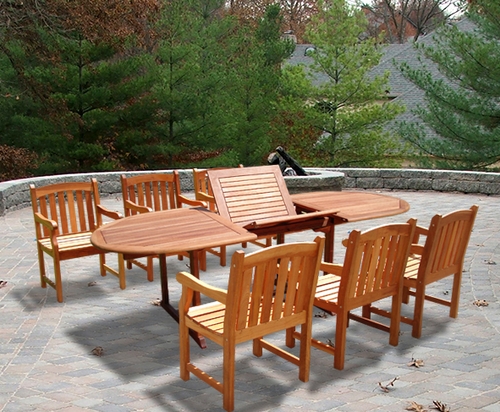 Vifah Outdoor Patio & Garden Oval Extension Table & Set Of 6 Slat Back Chairs at Sears.com