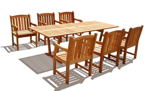 Vifah 7 Piece English Garden Dining Patio Slat Table Set w/ 6 Patio Chairs at Sears.com