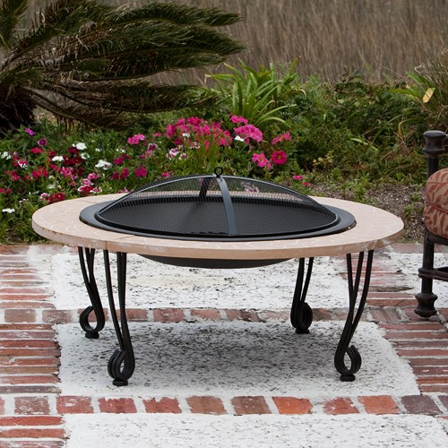 Fire Sense Cast Iron Rim Stone Finish Patio Fire Pit Fire Sense Cast Iron Rim Stone Finish Patio Fire Pit
