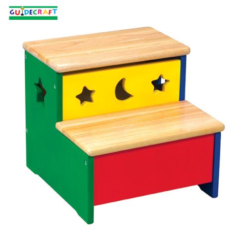 Guidecraft Wooden Wood Moon & Stars Kid's Storage Step Stool Guidecraft Wooden Wood Moon & Stars Kid's Storage Step Stool