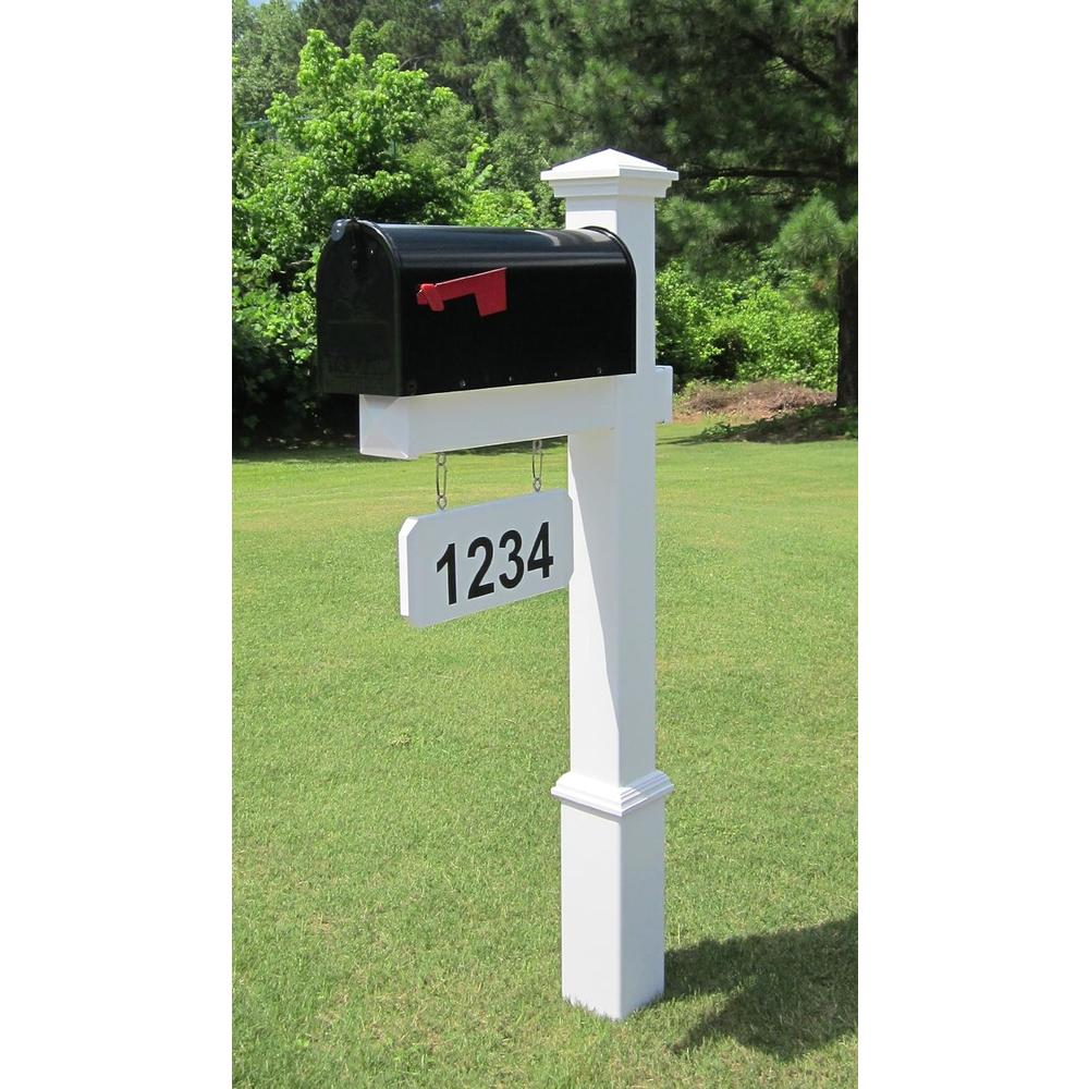 The Fitzgerald Vinyl / PVC Mailbox Post - White (Includes Mailbox)