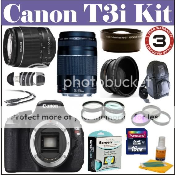 EOS Digital Rebel T3i 18MP SLR Camera + 8 Lens Kit w/ EF-S 18-55mm